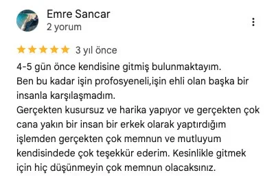 Canan Genç Google müşteri yorumu – erkek kaş tasarımı