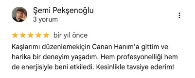 Google yorum – 4D Erkek Kaş Tasarımı Şişli İstanbul