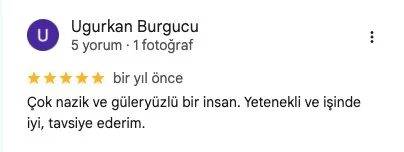 Canan Genç 5 yıldız Google değerlendirmesi