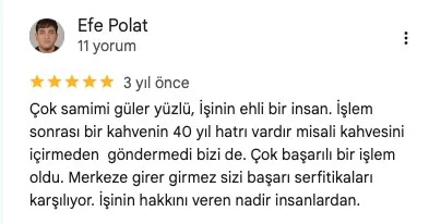 Google yorumu – erkek kaş tasarımı memnuniyeti