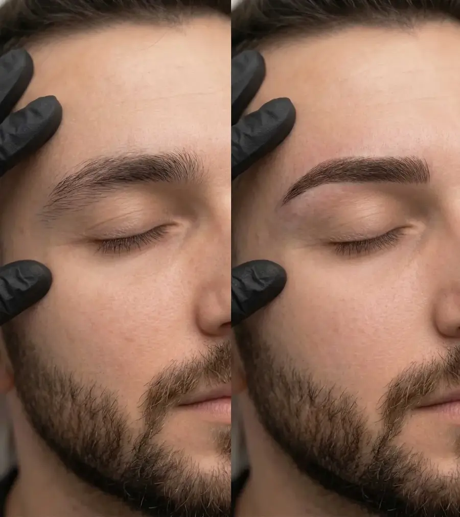 4D Erkek Kaş Tasarımı öncesi sonrası